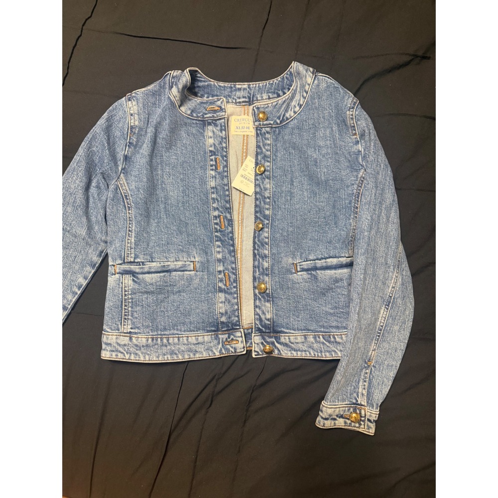 Crewcuts Girls Blue Denim Collarless Jacket Gold Buttons BT363 XL 12-14 NEW